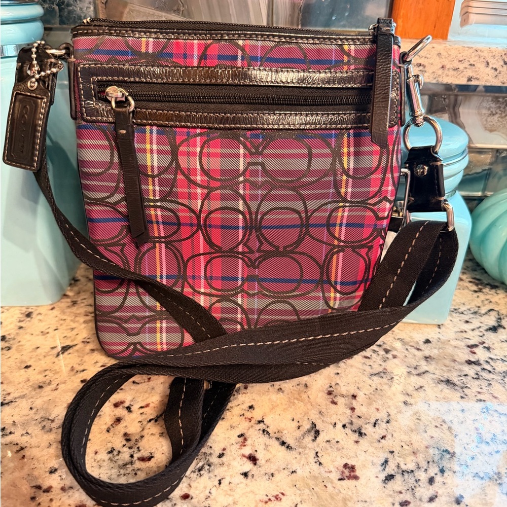 Coach Poppy Tartan Plaid Crossbody Bag